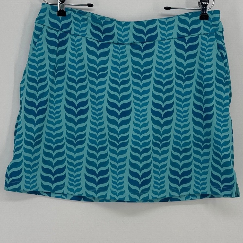 Vineyard Vines Performance Skort Women M Teal Blue Whale Tail Print Golf Tennis